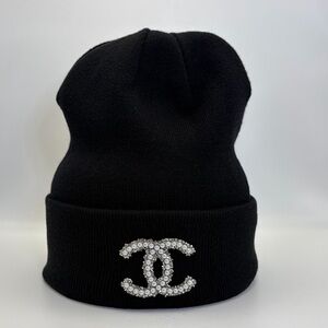 NEW Black Satin lined with Peal Logo Beanie